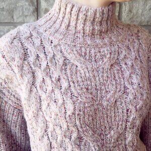 Express 'Rose Gold' Heathered Cable Knit Pullover Sweater - NWT